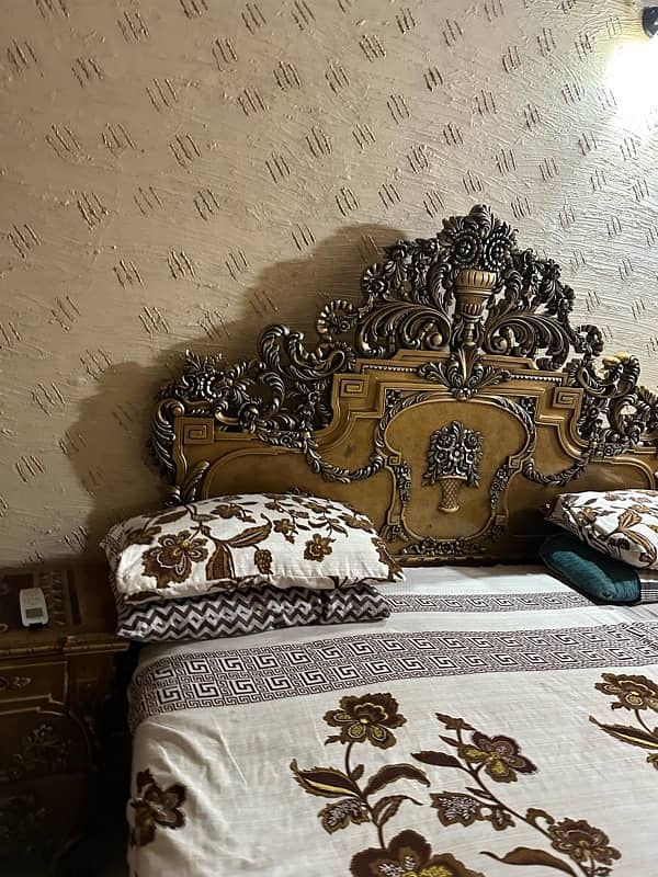 pure sheesham carving furniture bed set 0