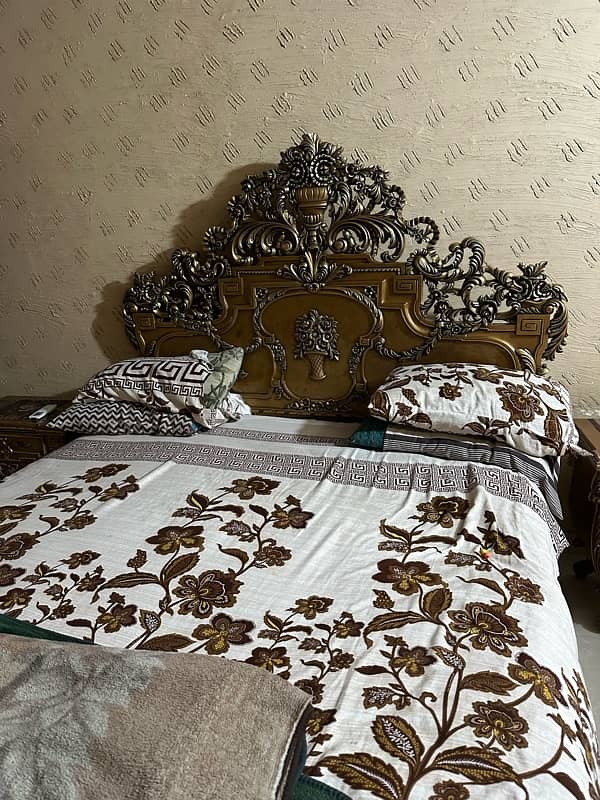 pure sheesham carving furniture bed set 3