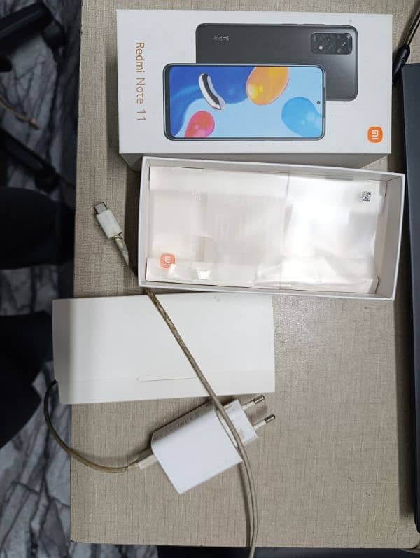 Redmi Note 11 with box, charger, back cover and protector 7