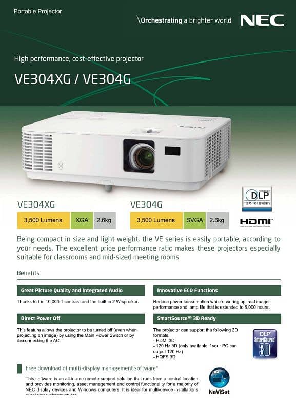 NEC NP-VE304XG DLP PROJECTOR 0