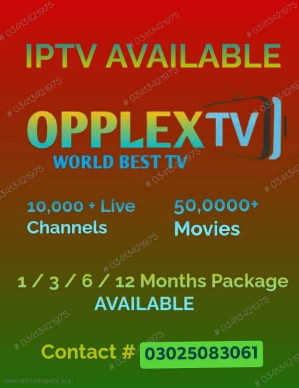 OPPLEX TV IPTV Live TV Channels / Android & Smart LED  03025083061 0