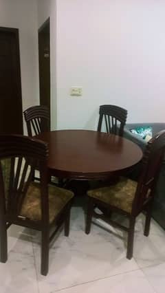 4 chairs round dining table. solid wood