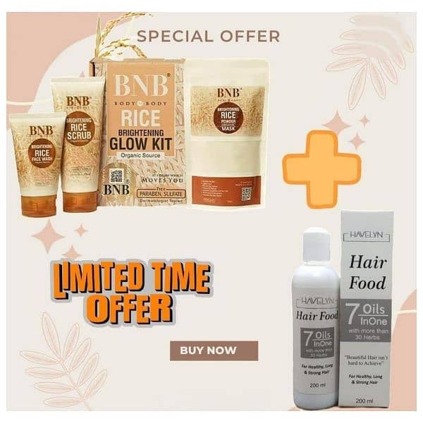 BNB glow kit ultimate4in1 skin care and hair care bundle can delivered 1