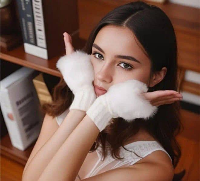 Cozy Multicolor Fur Lined Gloves - 2 Pcs for Women 0