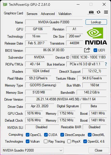 Nvidia Quadro P2000 5GB Graphic Card 4