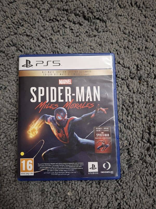 Spiderman Miles Morales Ps5 ultimate edition. Its hardly used. 2