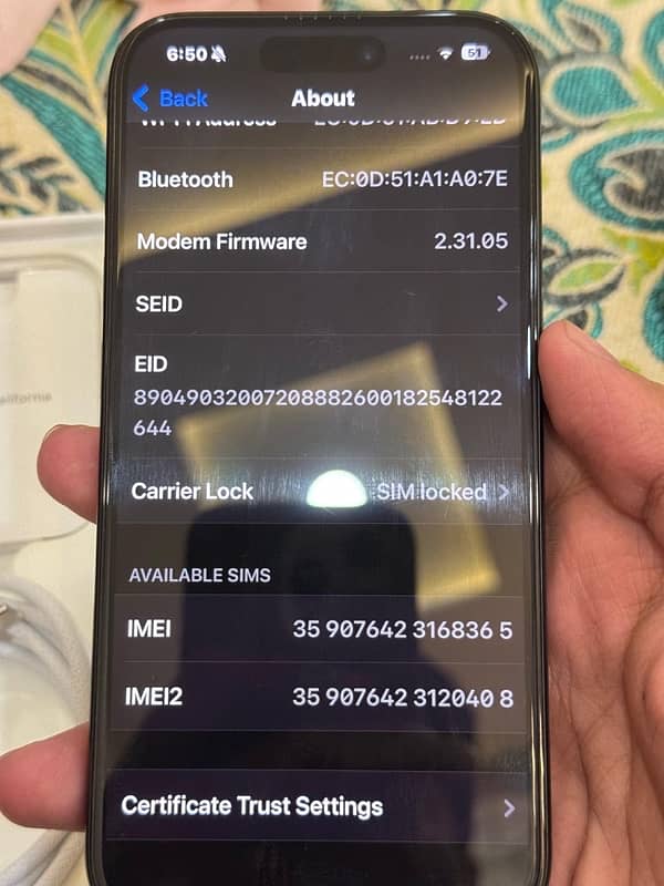 iphone 15 pro 256gb JV physical+e-sim Battery health 99% 7