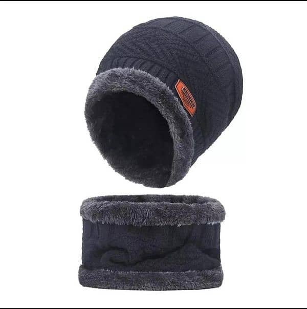 Beanie wool cap with Nick warmer 1