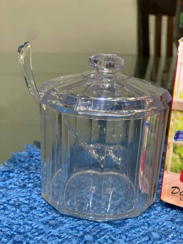 Beautiful Crystal Sugar Pot with spoon 0