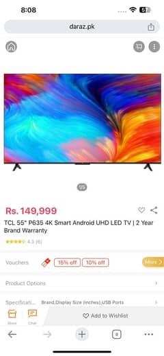 tcl 55 inch led 4k complete box condition 10by 10