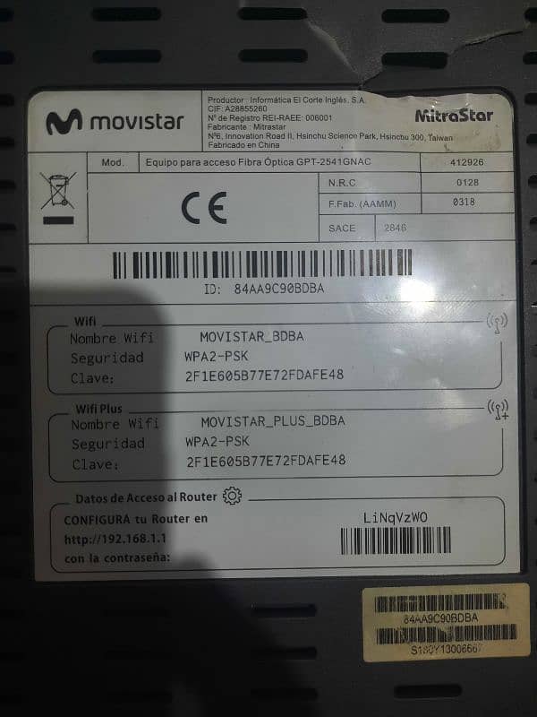 Movistar fiber router Gpone 2