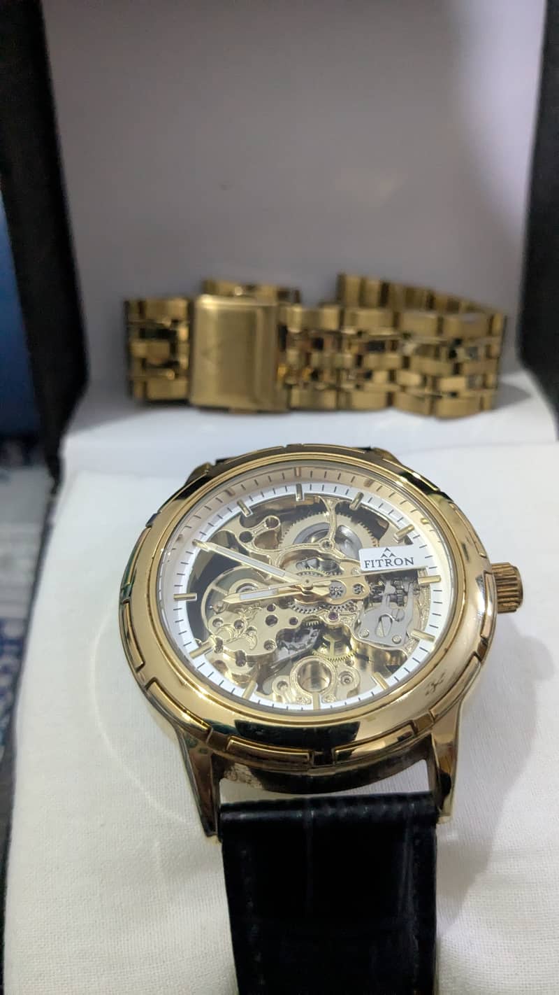 Fitron Automatic Watch Golden Black 3