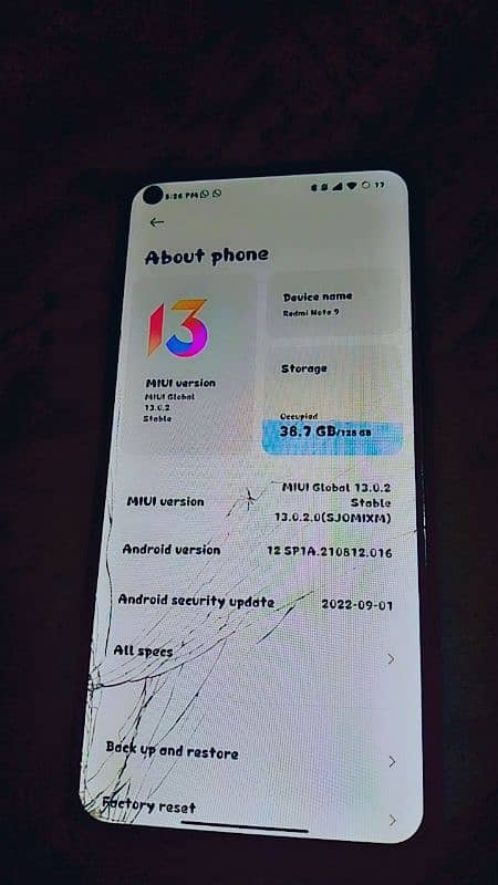 Redmi Note 9 Pannel broken 0