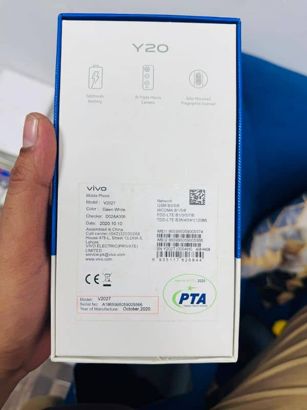 Vivo y20 4/64 pta approved 5