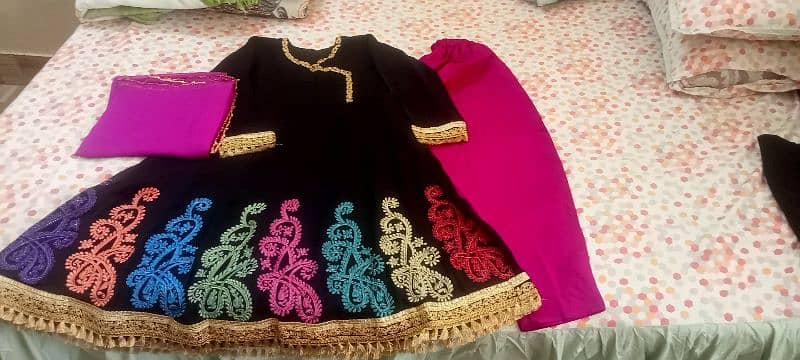 colorful thread embroidery frock 0