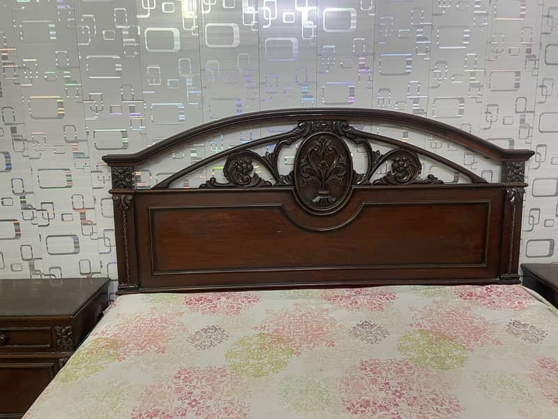 wooden bed set with mattress 4