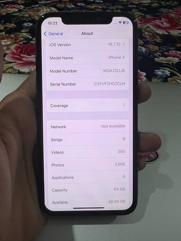 iPhone X PTA Approved 64GB Face Id Active 7