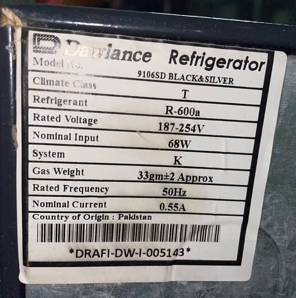 Dawlance Refrigerator Single Door Model 9106 Black and Silver 7