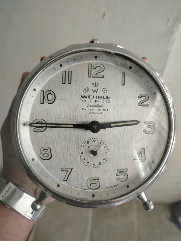 Antique Germany Wehrle Table clock 3in1 Alram Strike time vintage 0