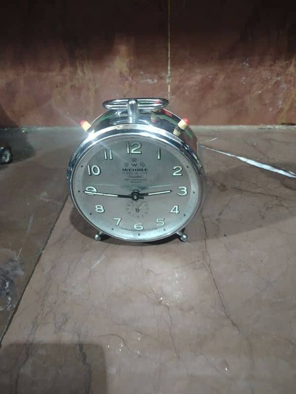 Antique Germany Wehrle Table clock 3in1 Alram Strike time vintage 19