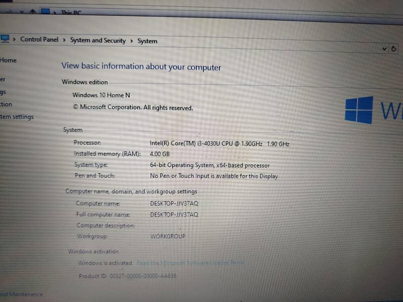 Dell Laptop 4gb 256gb all ok window 10 install 4