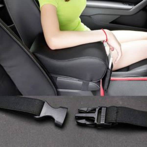 Black Car Center Console Armrest Cushion With Mobile Pocket 1