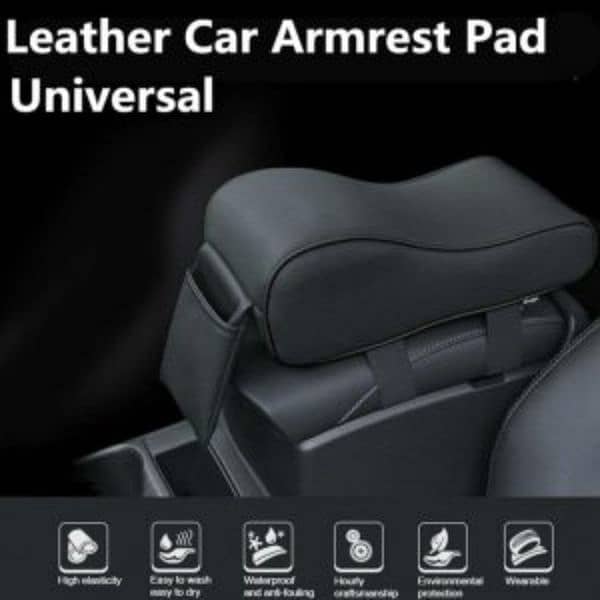 Black Car Center Console Armrest Cushion With Mobile Pocket 2