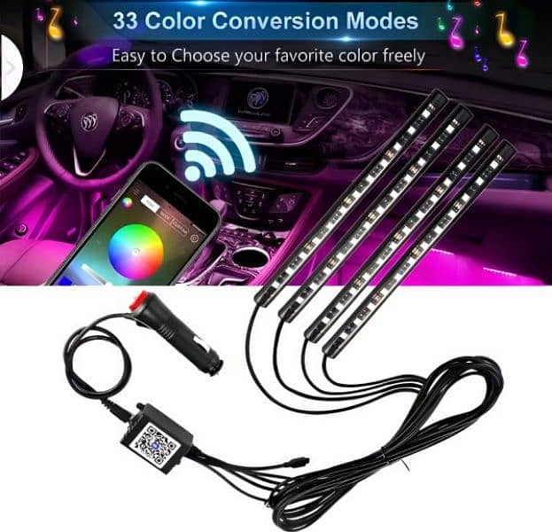 Car Rgb 48led Strip 5050smd 12w Decorative Auto Atmosphere Pathway I 0