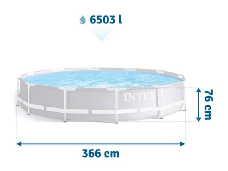 INTEX 26710 (Size:12ft/30inc) round metal frame swimming pool. 2