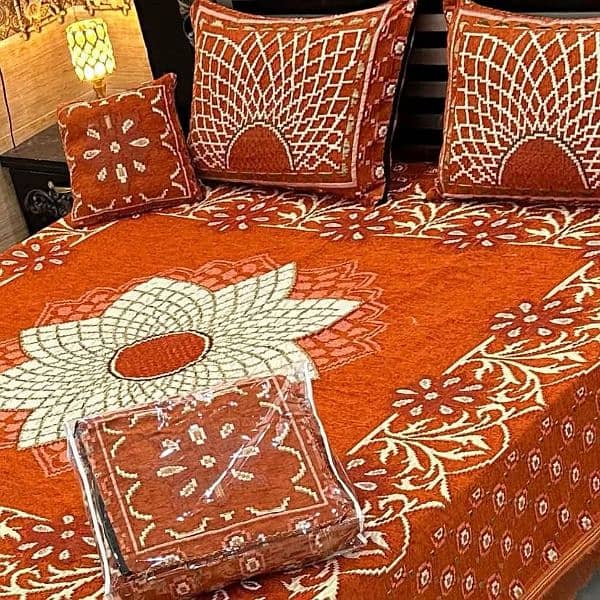 *4Pc Velvet Jaquard Bedsheet* King Size  Stuff : 7