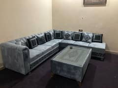 7 seater L sofa set with table