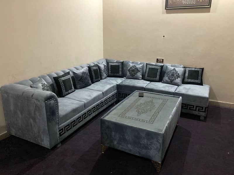 7 seater L sofa set with table 0