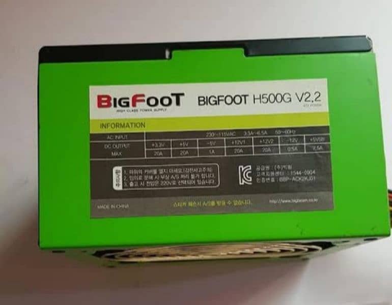 BIGFOOT 500 WATT 80 PLUS BRONZE GAMING PSU 1