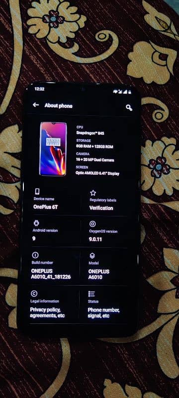 OnePlus 6t 8/128 dual sim approved 2