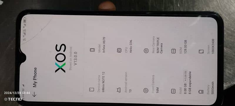 Infinix note 12 8+ 128 Ram 6