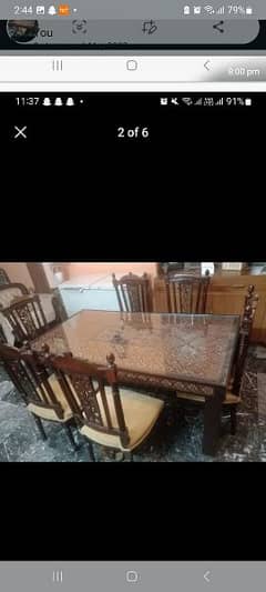 6 Chairs Dining Table  , Lush Condition