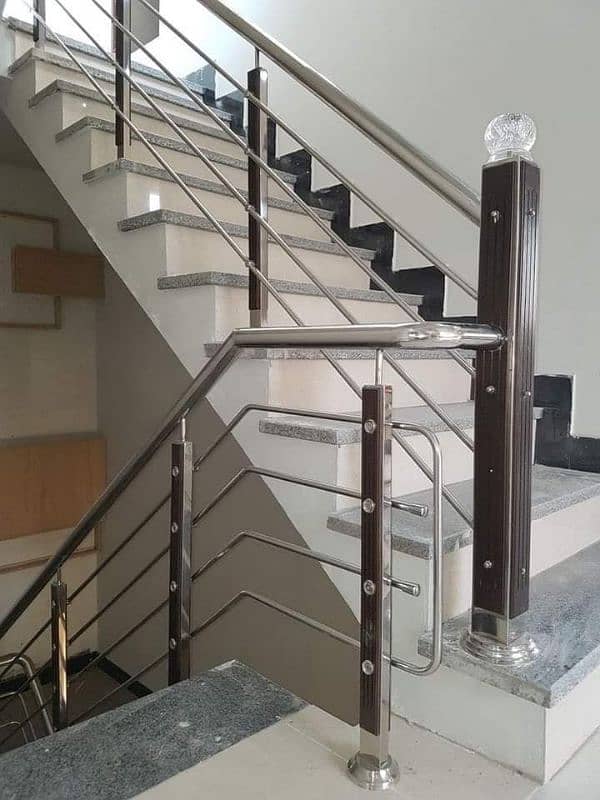 SS Stairs Railing, Glass Railing, CNC Cutting Railing, Jaffery Railing 3