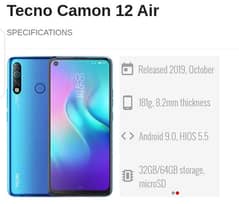 Tecno Camon 12 Air (4/64) with box only panel replaced with box.