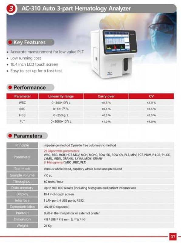 Fully Automatic Hematology Analyzer 1