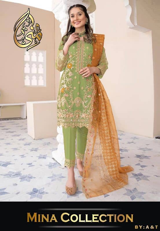 Full Embroiderd Shirt With Emb Dupatta 3pcs 1