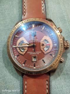 Tag Heuer Carrera Japanese  Brown Dial & Brown Leather Mens Watch