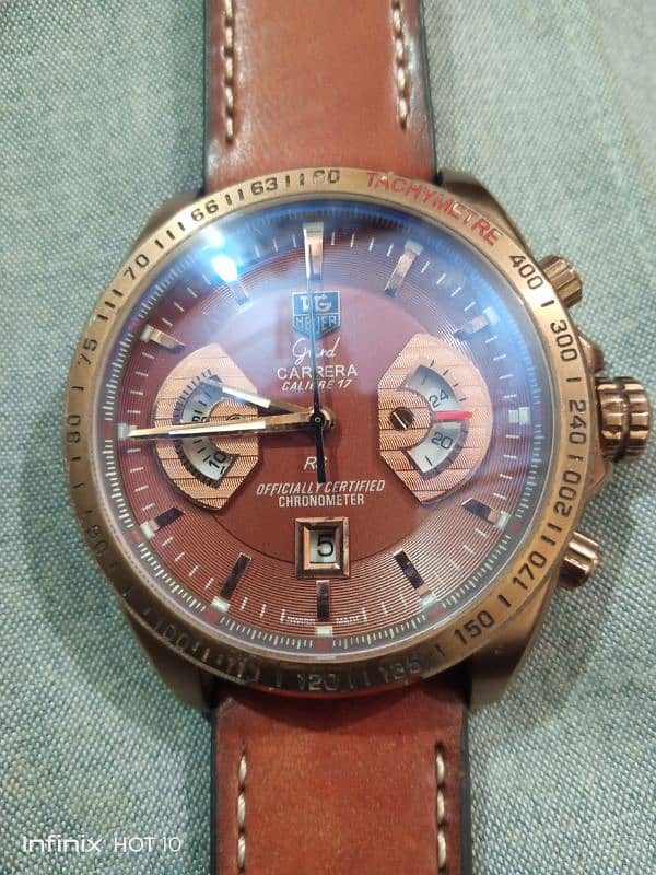 Tag Heuer Carrera Japanese  Brown Dial & Brown Leather Mens Watch 0