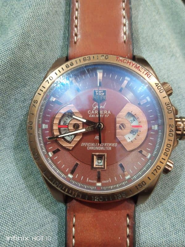 Tag Heuer Carrera Japanese  Brown Dial & Brown Leather Mens Watch 5