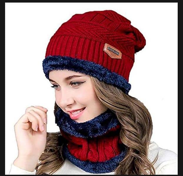 2 piece Stylish Warm hat and neck warmer 1