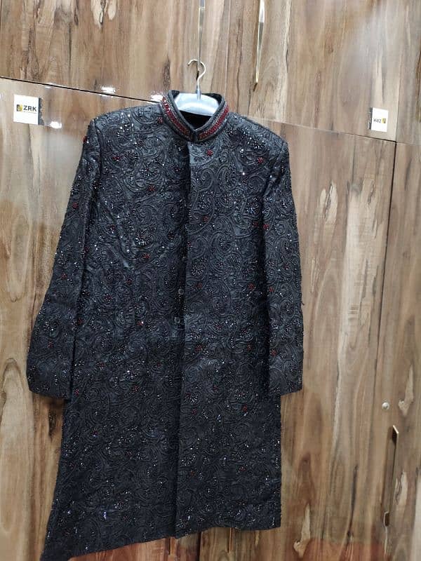 Black Sherwani with kulla and khussa 5