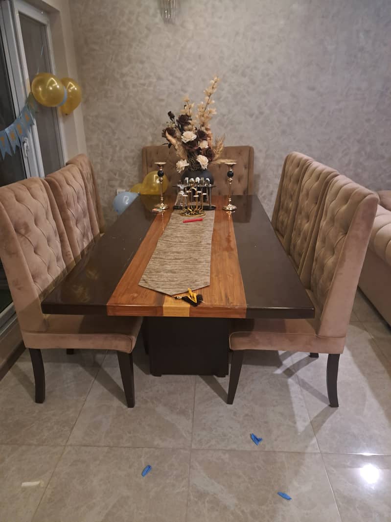 8 seater wooden dining table with chairs 0