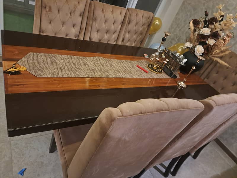 8 seater wooden dining table with chairs 1