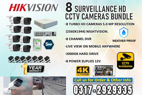 8 CCTV Cameras Bundle Brand HIKVision 0