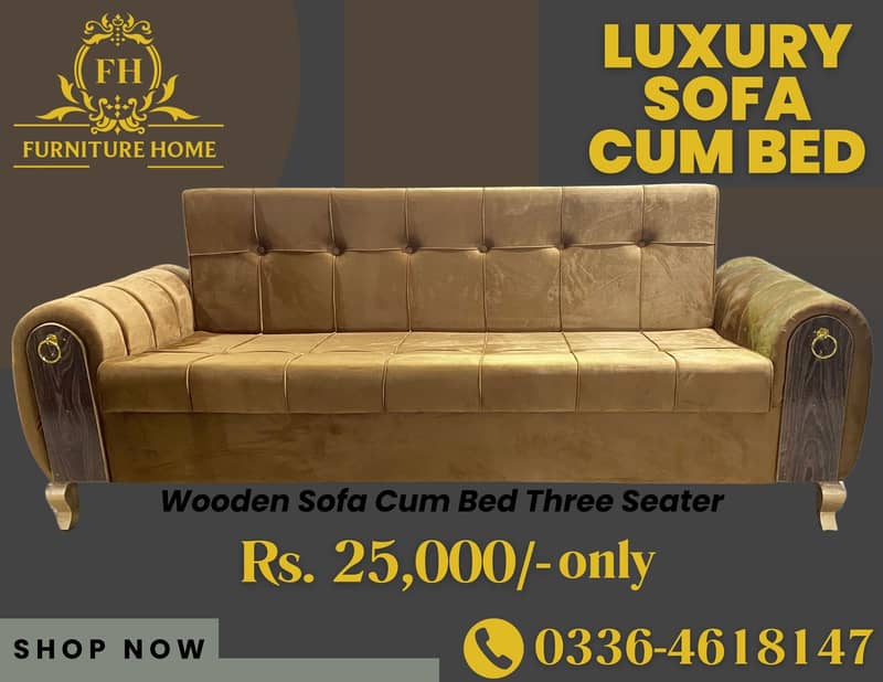 Luxury Sofa Cumbed |Three Seater sofa set|sofa bed |Wooden Sofa Cumbed 0