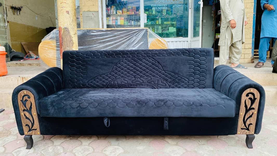 Luxury Sofa Cumbed |Three Seater sofa set|sofa bed |Wooden Sofa Cumbed 13